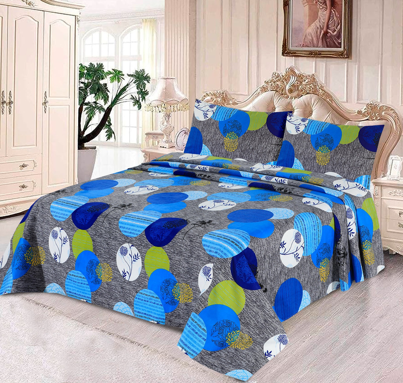 Blue Trees-Premium Cotton Bed Sheet Set