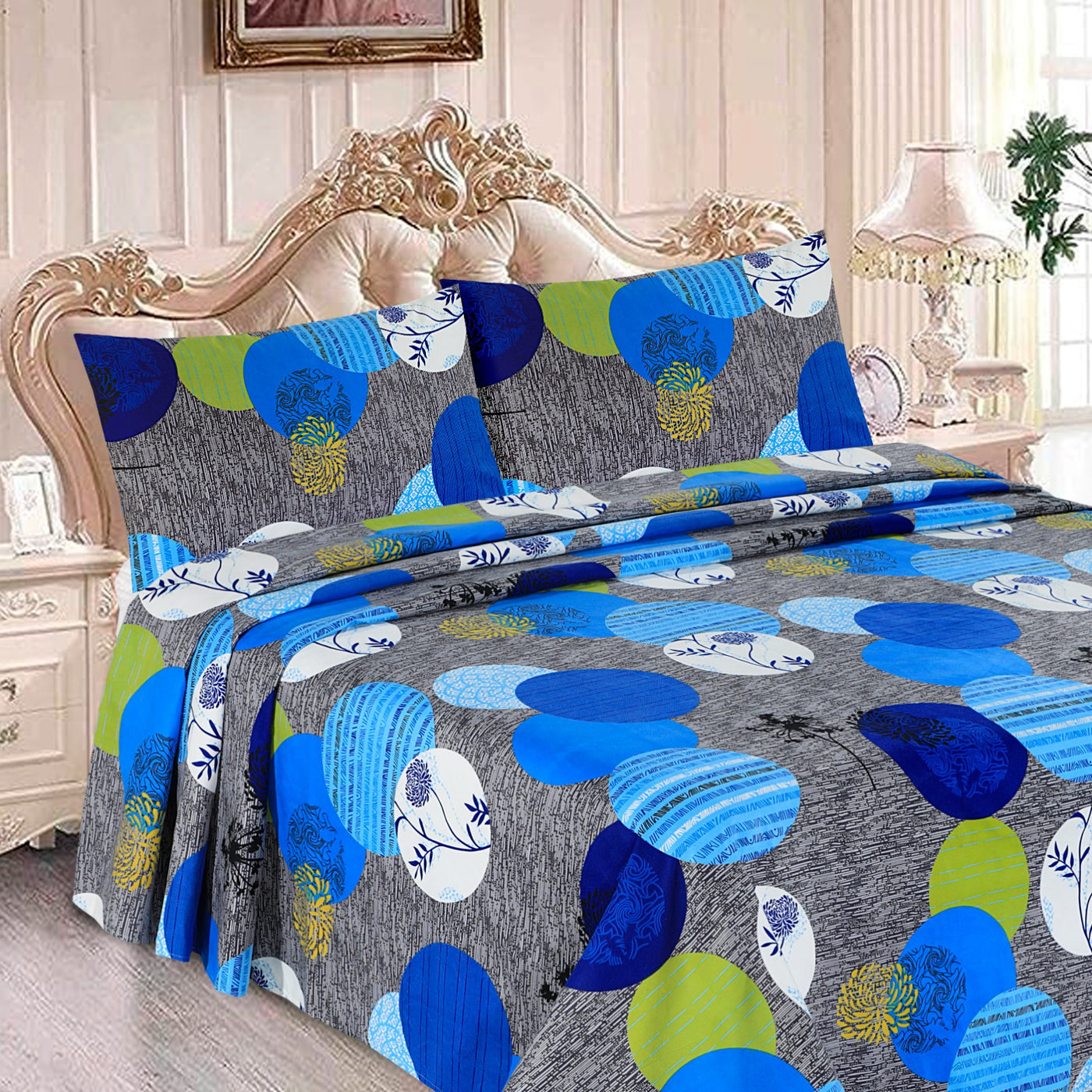 Blue Trees-Premium Cotton Bed Sheet Set