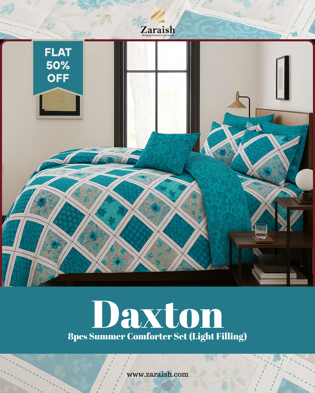 Daxton-8pcs Summer Comforter Set (Light Filling)
