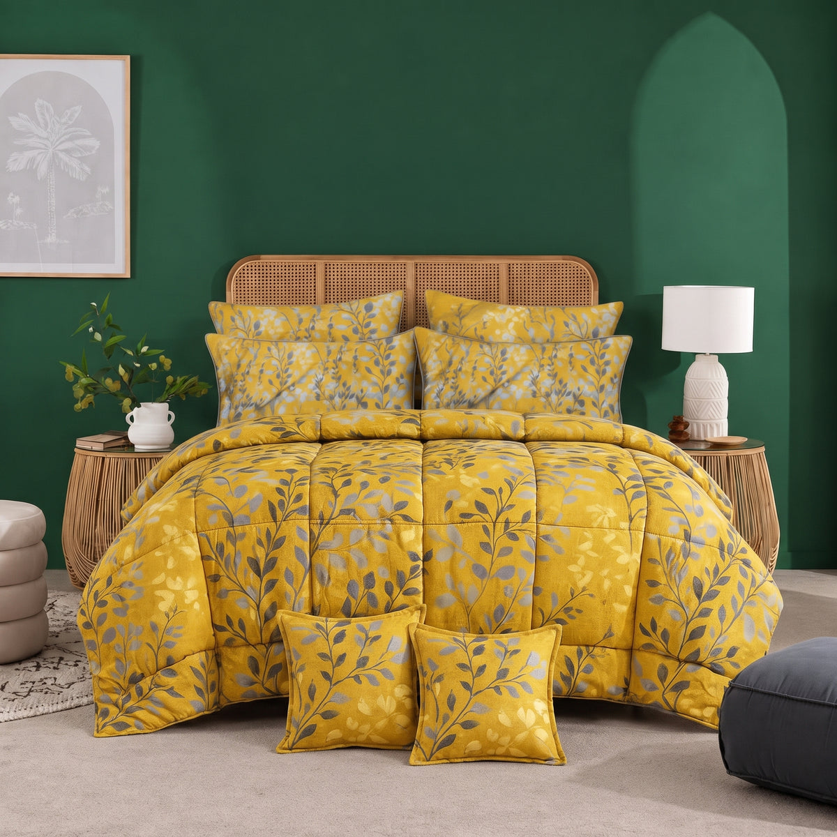 Yellow Tulip - 8pcs Premium Comforter Set