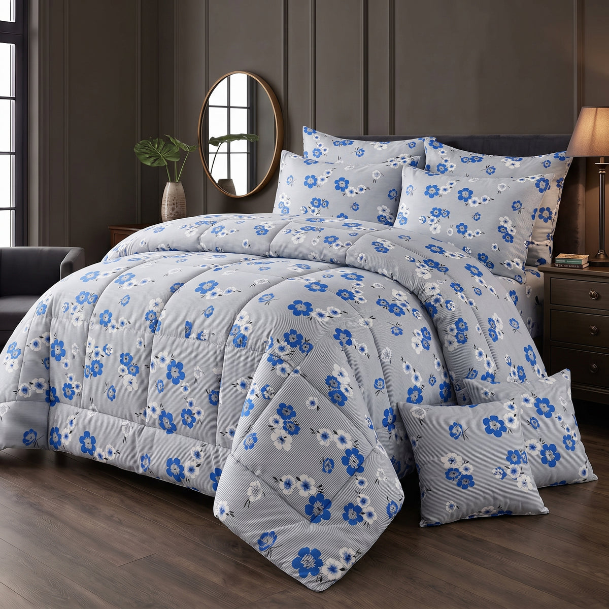Misty Cornflower - 8 pcs WINTER RAZAI Set (HEAVY FILLING)