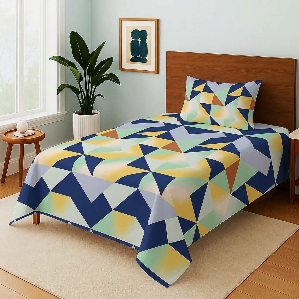 Cobalt Prism Mosaic - Single Bedsheet Set