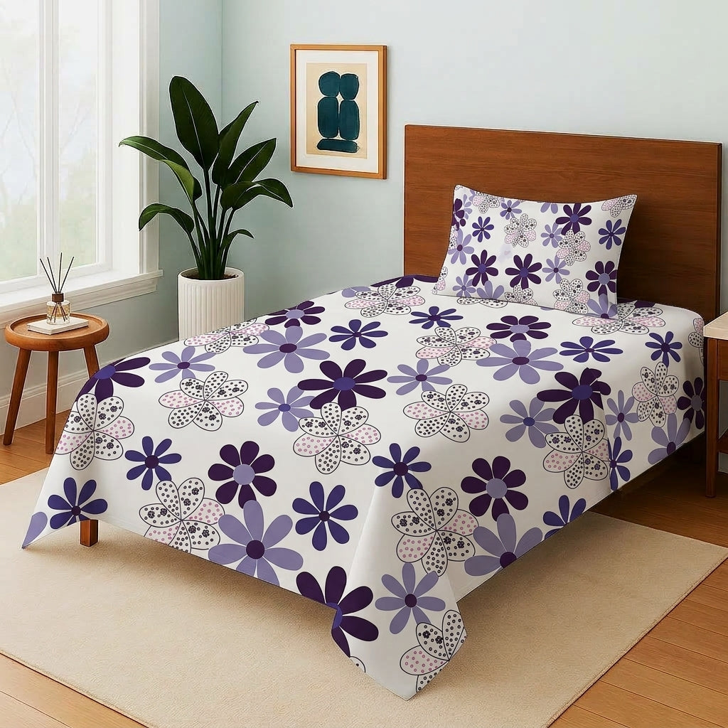 Violet Daisy Mosaic - Single Bedsheet Set