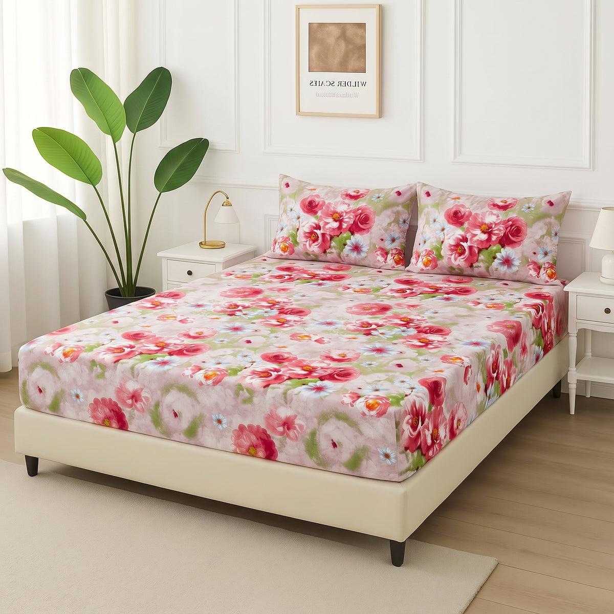 Crimson Blossom - Fitted Bedsheet Set