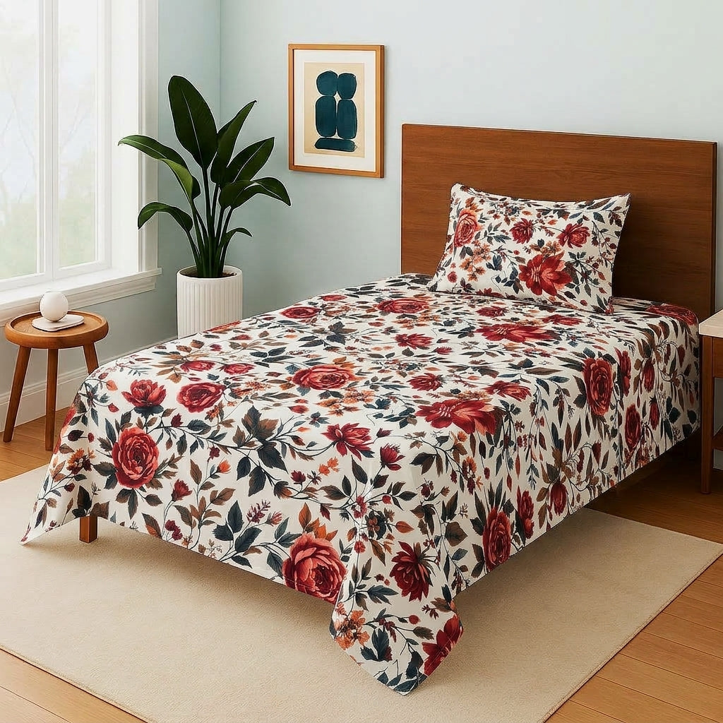 Crimson Rose - Single Bedsheet Set