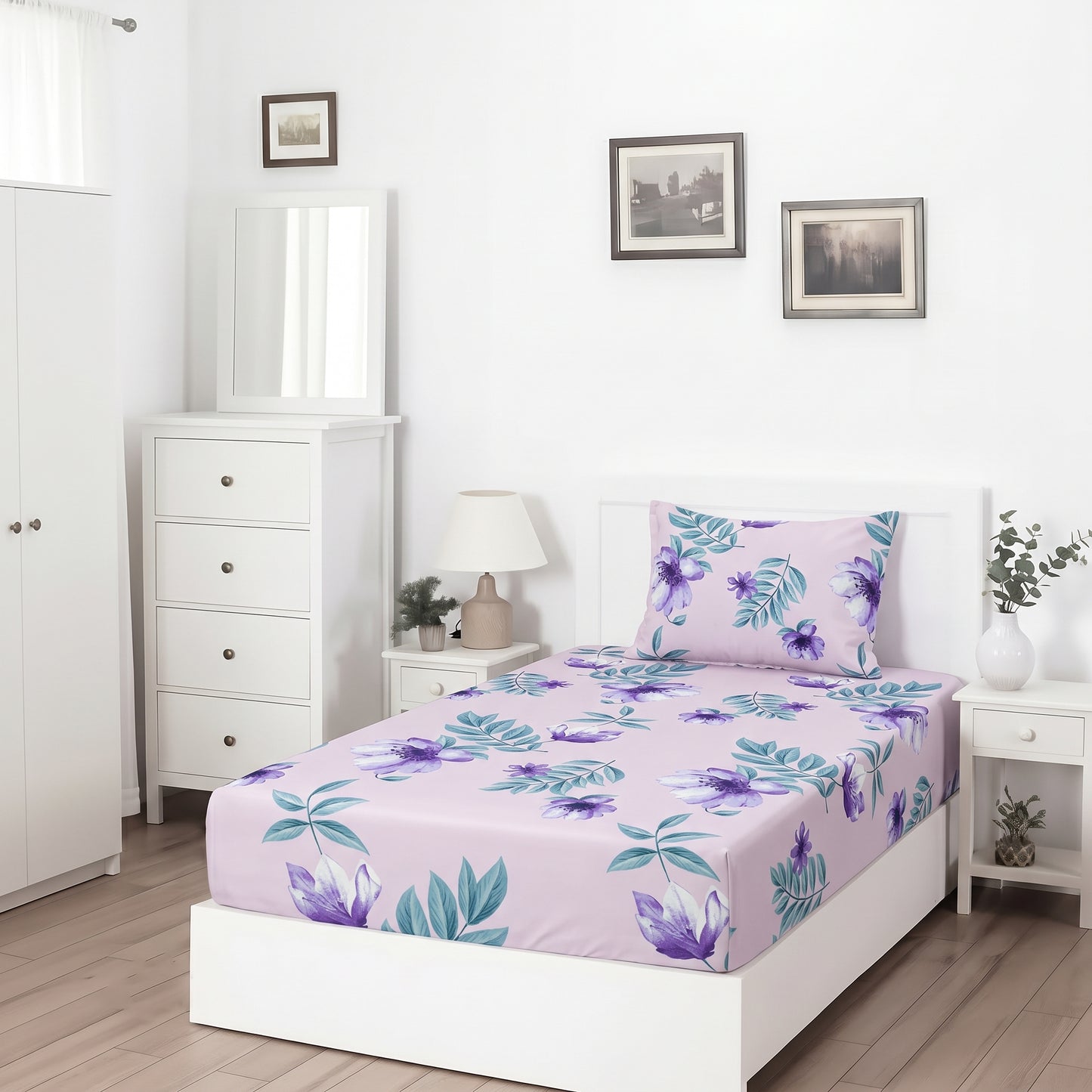 Wisteria Breeze - SINGLE Fitted Bedsheet Set