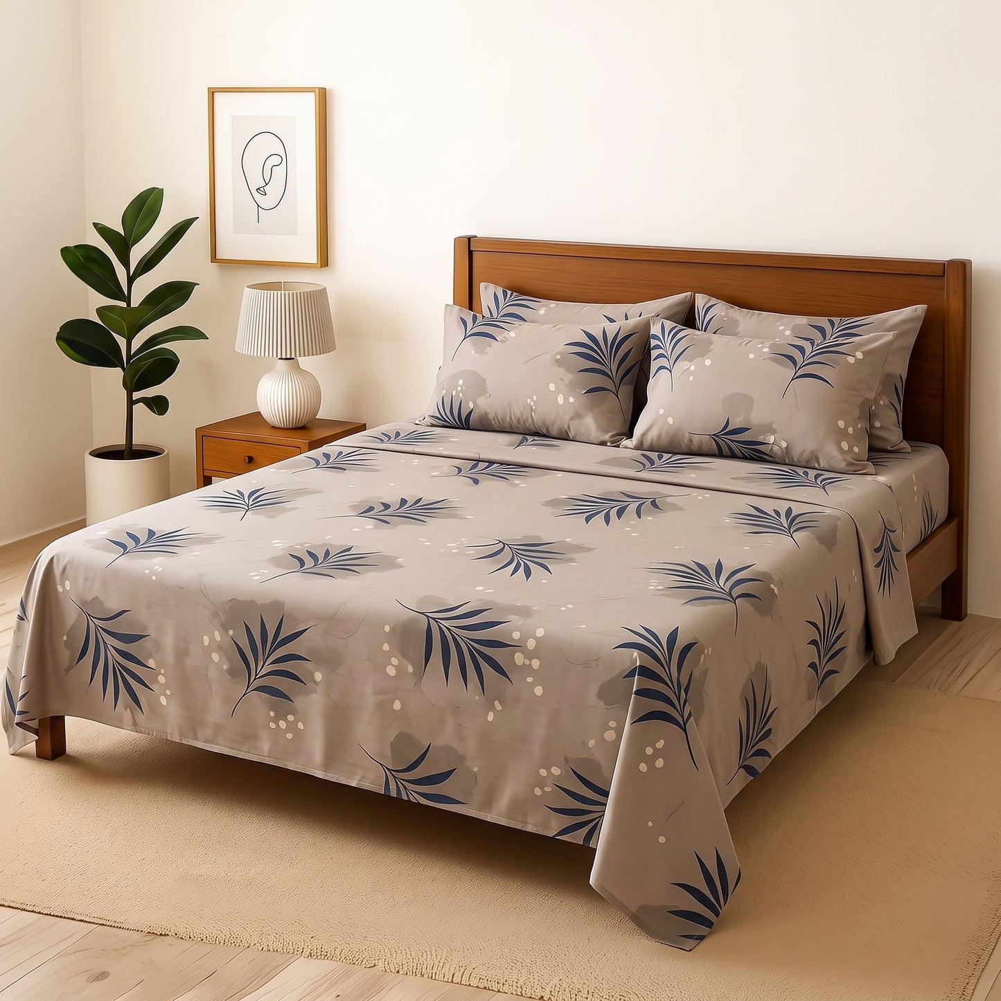Neela - Bedsheet With 4 Pillow Covers