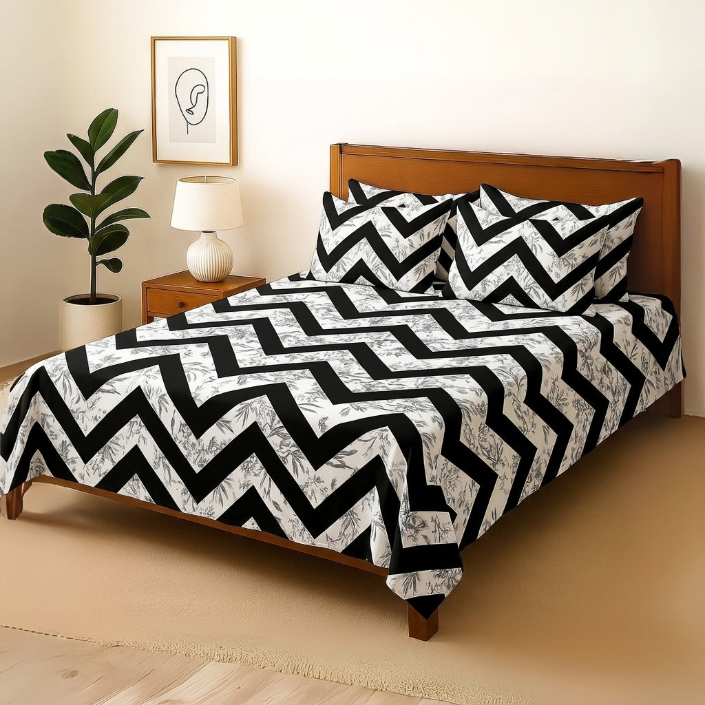 Zigzag - Bedsheet With 4 Pillow Covers