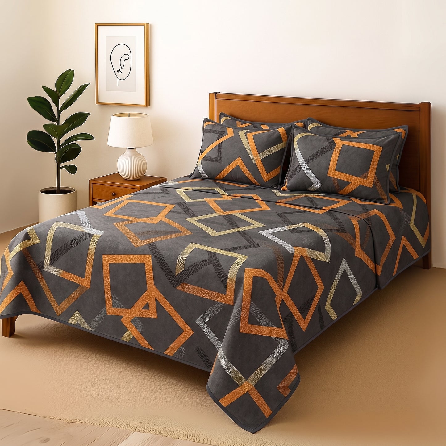 Square - Bedsheet With 4 Pillow Covers