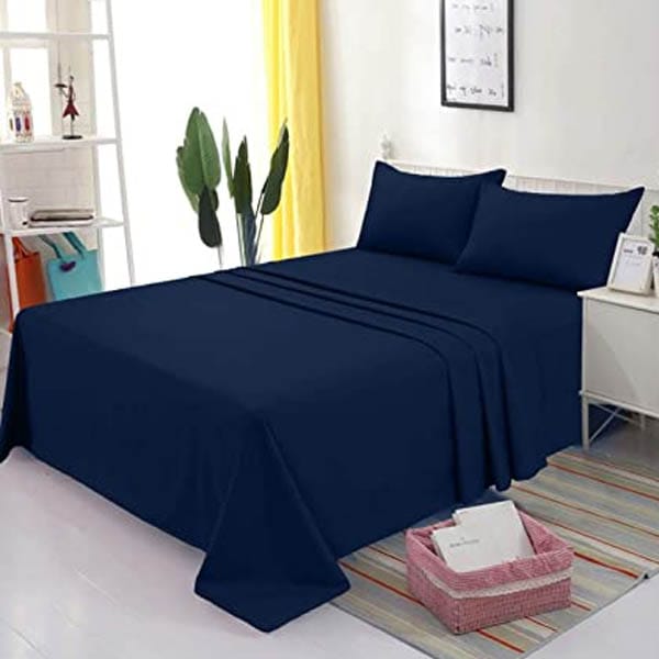 Plain Dark Blue -Pure Cotton Bed Sheet Set