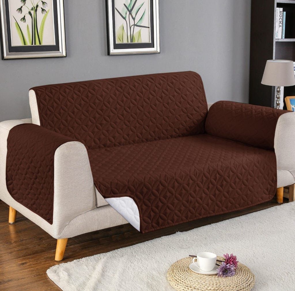 Cotton Quilted Sofa Cover (Brown color)