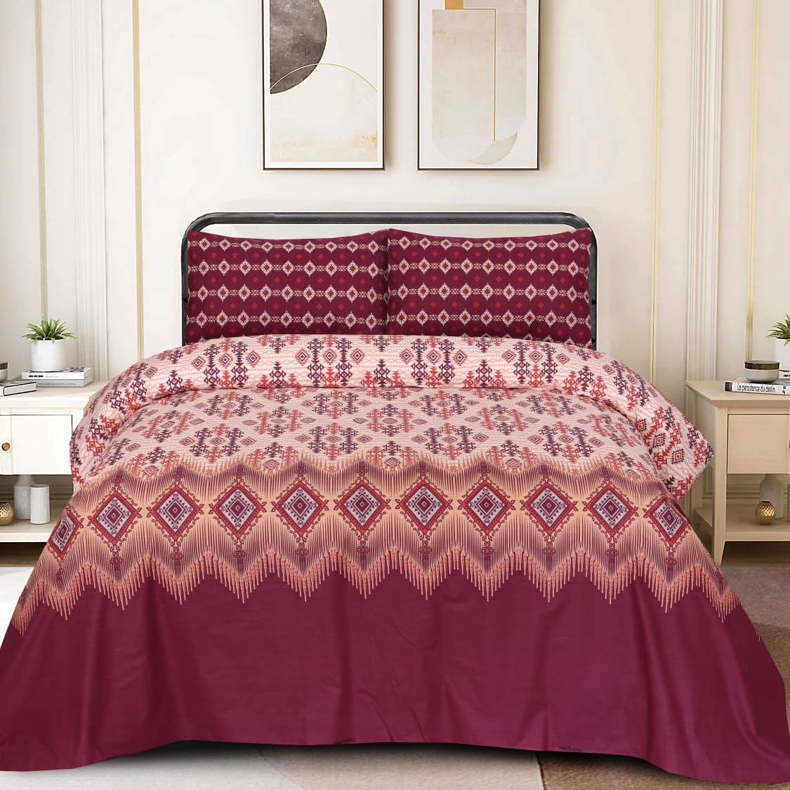 Red Lee Beuaty-Premium Pure Cotton Bed Sheet Set