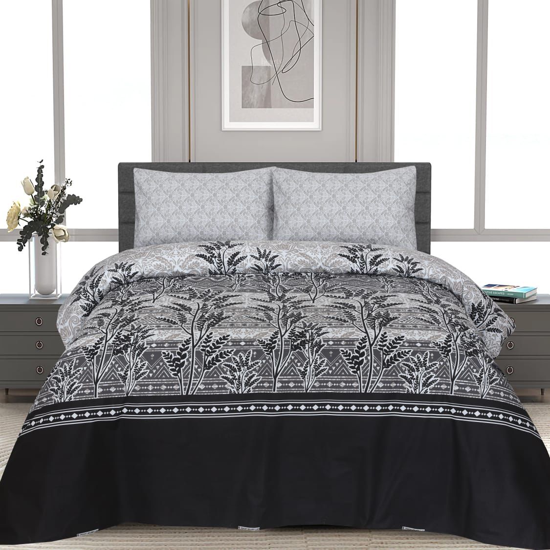 Black Storm -Premium Pure Cotton Bed Sheet Set