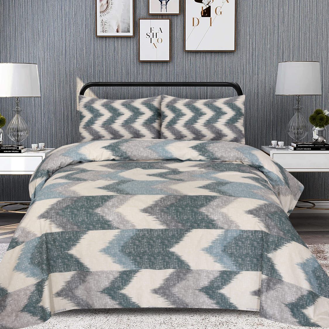 Wave Beauty -Premium Pure Cotton Bed Sheet Set