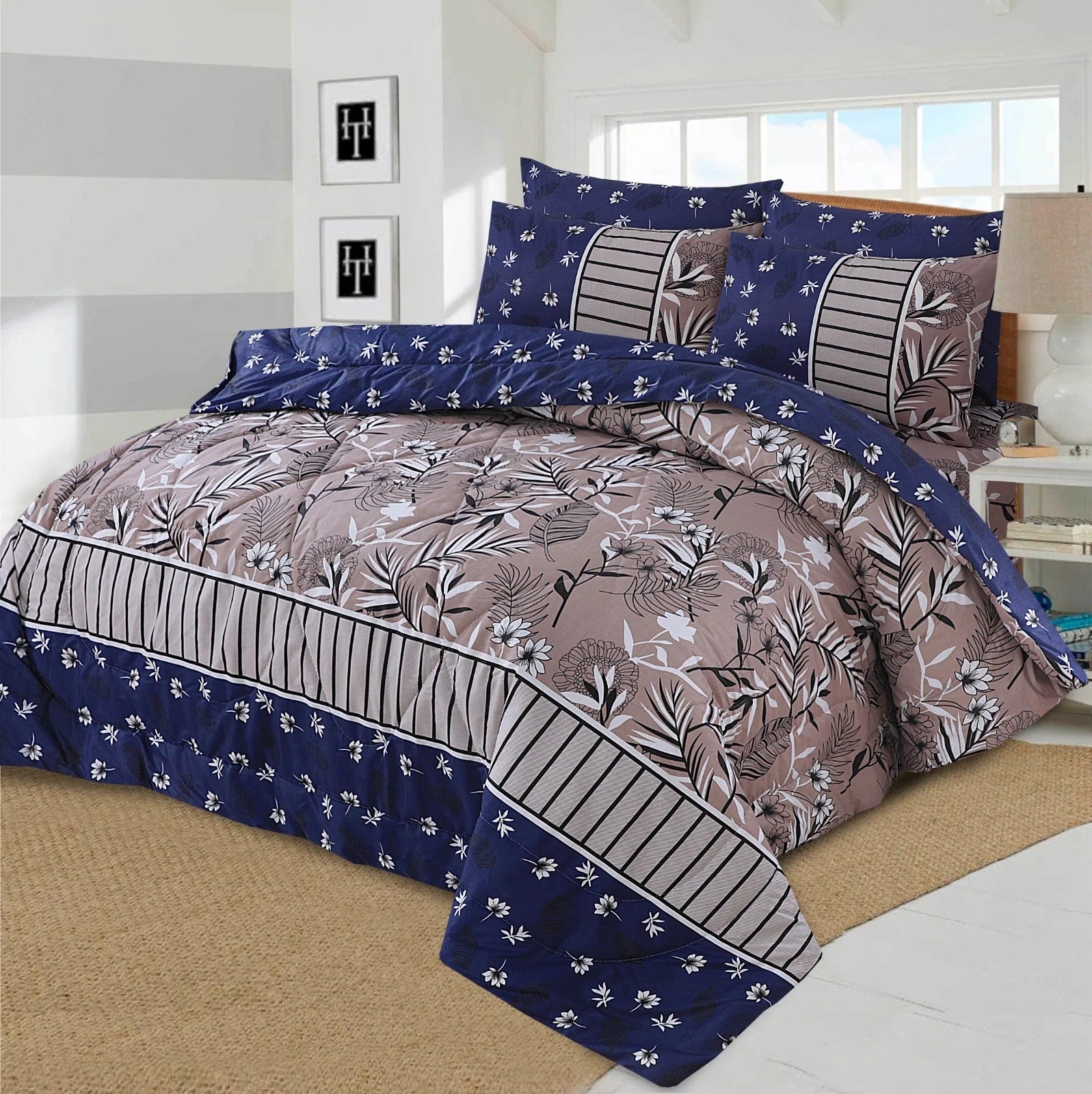 Blue Queen 6pcs Summer Comforter Set (Light Filling)