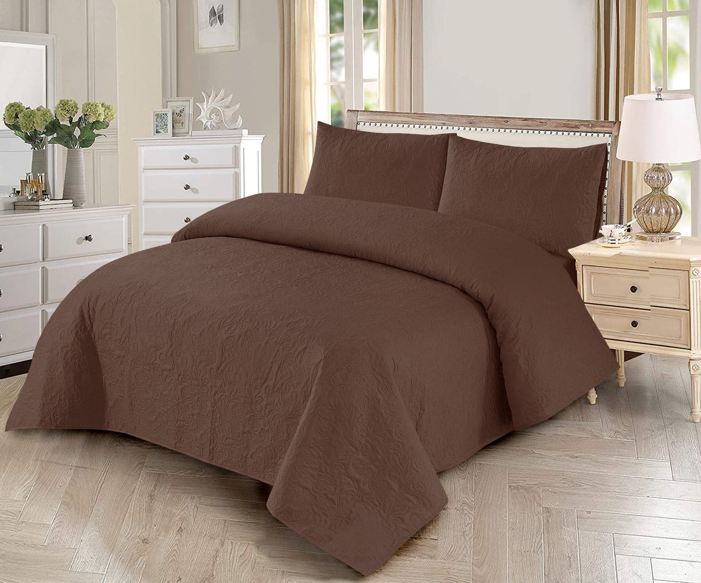 3pcs BEDSPREAD Set (Light Filling) -Chocolate