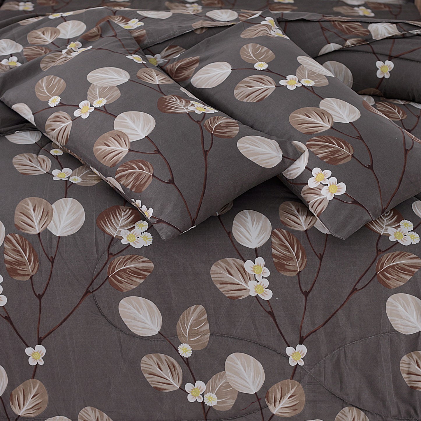 Brown Tulip- Premium Pure Cotton 6pcs Comforter Set