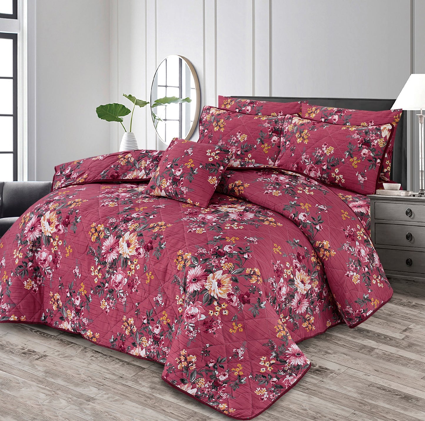Tea Rose - 7pcs PREMIUM Summer Comforter Set (Light Filling)