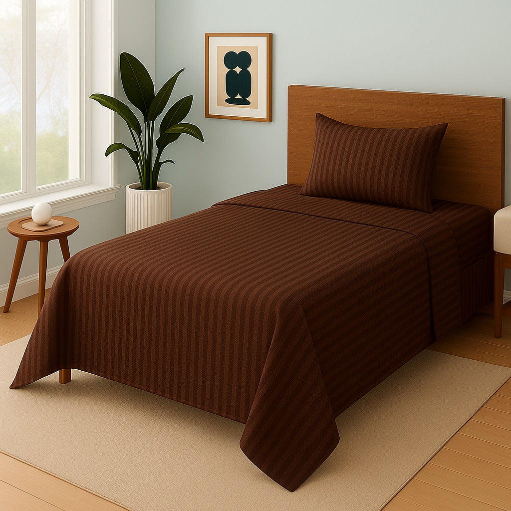 BROWN STRIPE- Single Bedsheet Set