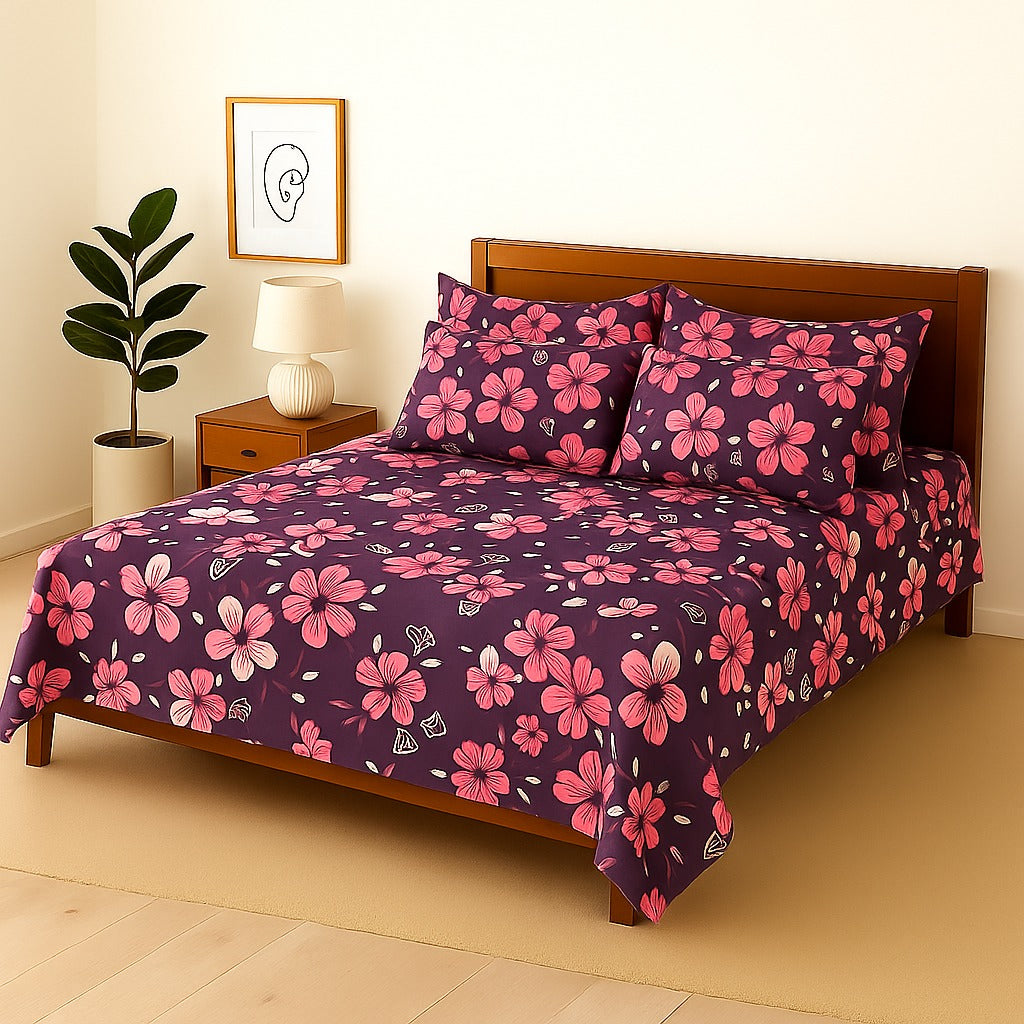 TULIPS FLOWER- Bedsheet With 4 Pillow Covers