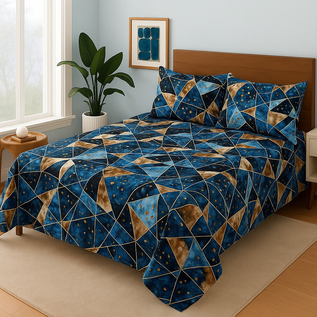 BLUE TRIANGLE- Bedsheet Set