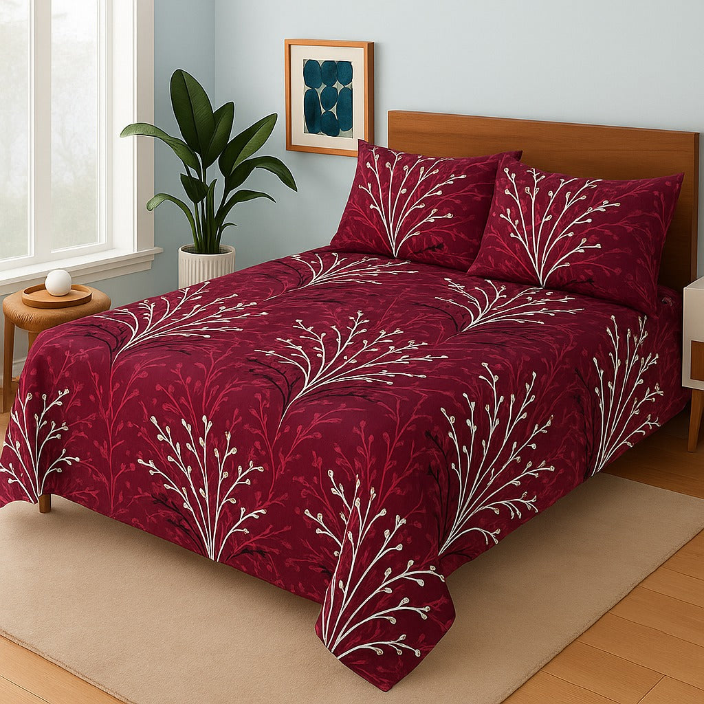 MAROON TEHNI- Bedsheet Set