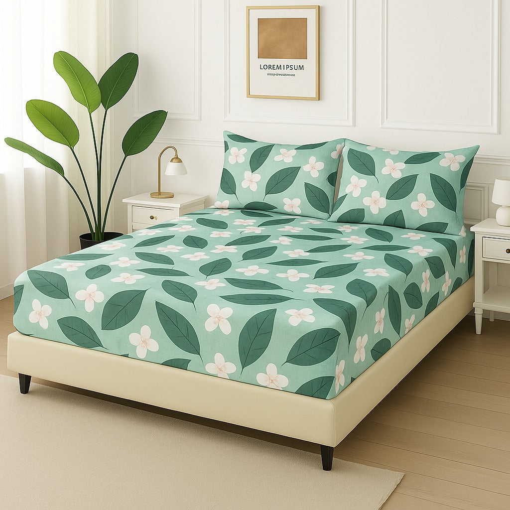 GREEN PATTA - Fitted Bedsheet Set