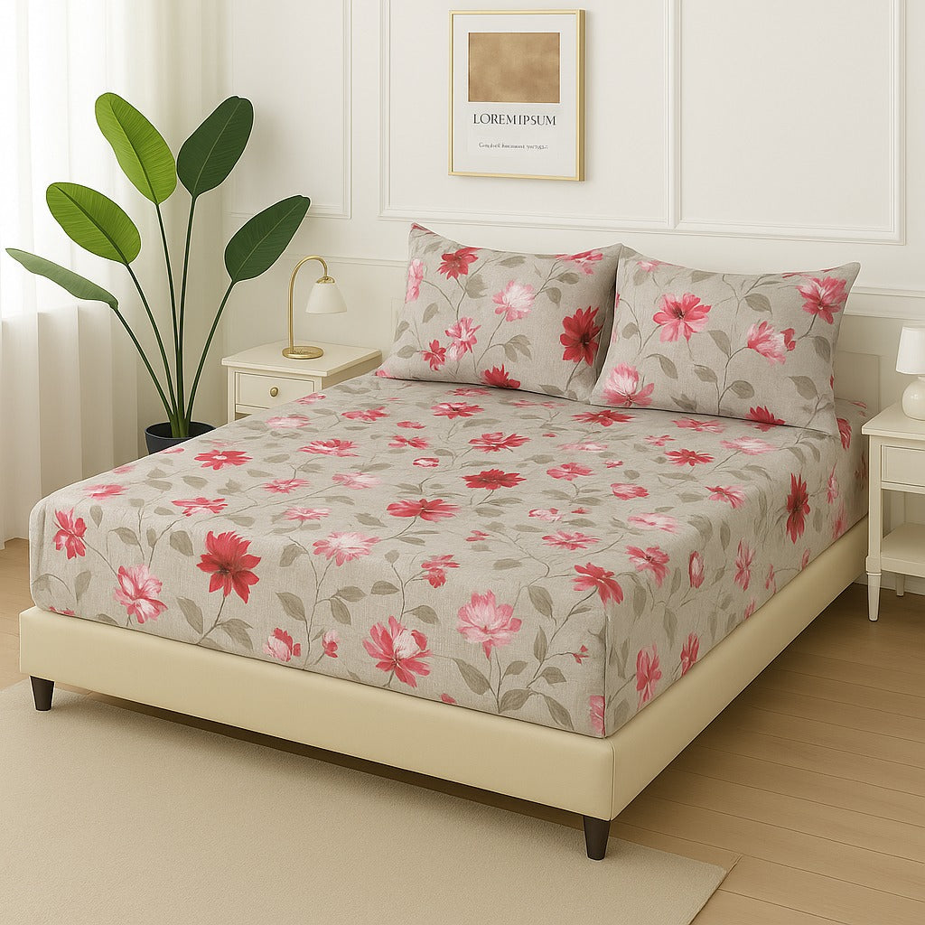 RED LEAVES - Fitted Bedsheet Set
