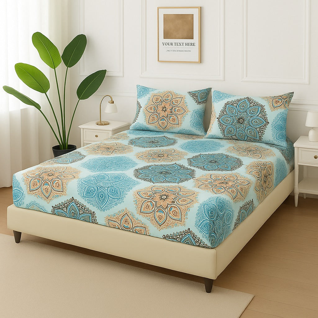 PYRAMID OCEAN -Fitted Bedsheet Set