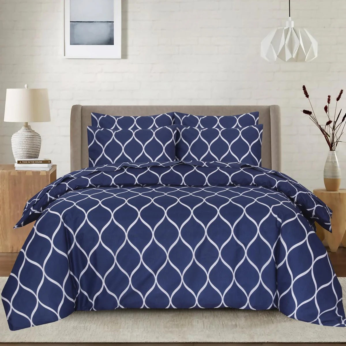 Blue Check- 6pcs Duvet Cover Set (Without Filling)