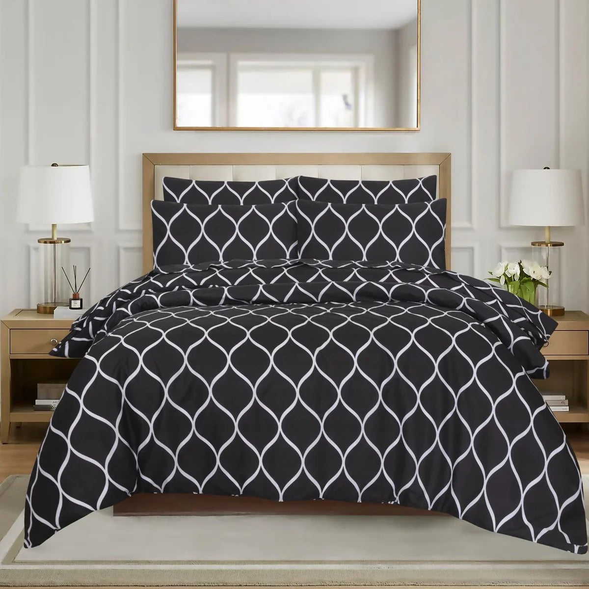 BLACK CHECK -8pcs Summer Comforter Set (Light Filling)