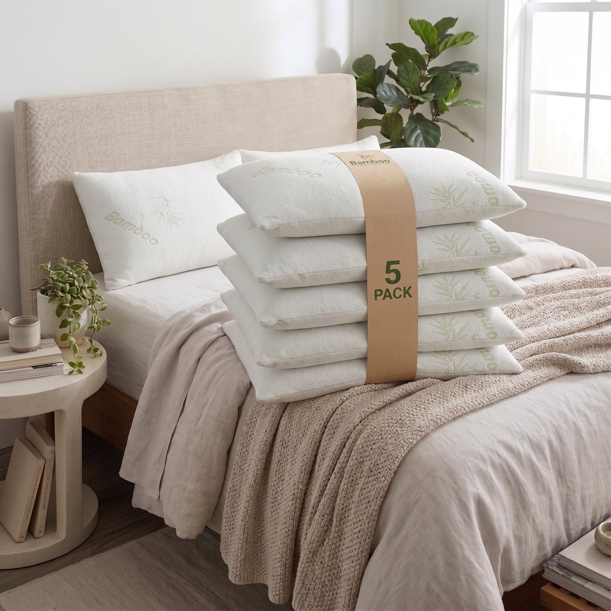 Premium Bamboo Pillow – Soft, Comfortable & Elegant Design
