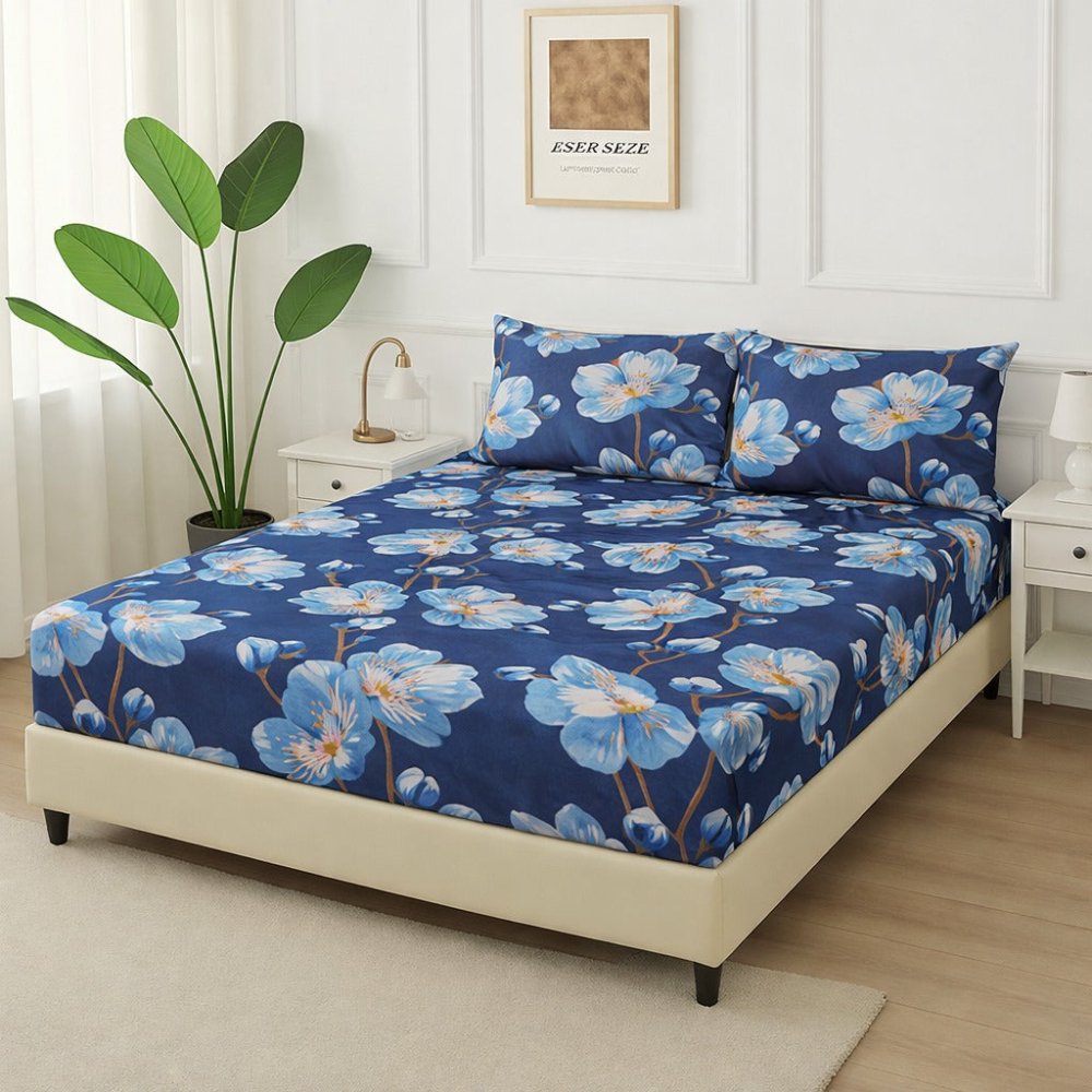 Blue Peonies - Fitted Bedsheet Set - Zaraish.com