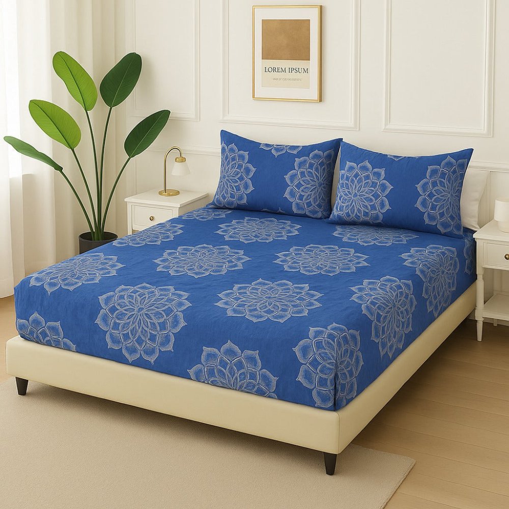 Blue Pyramid - Fitted Bedsheet Set - Zaraish.com
