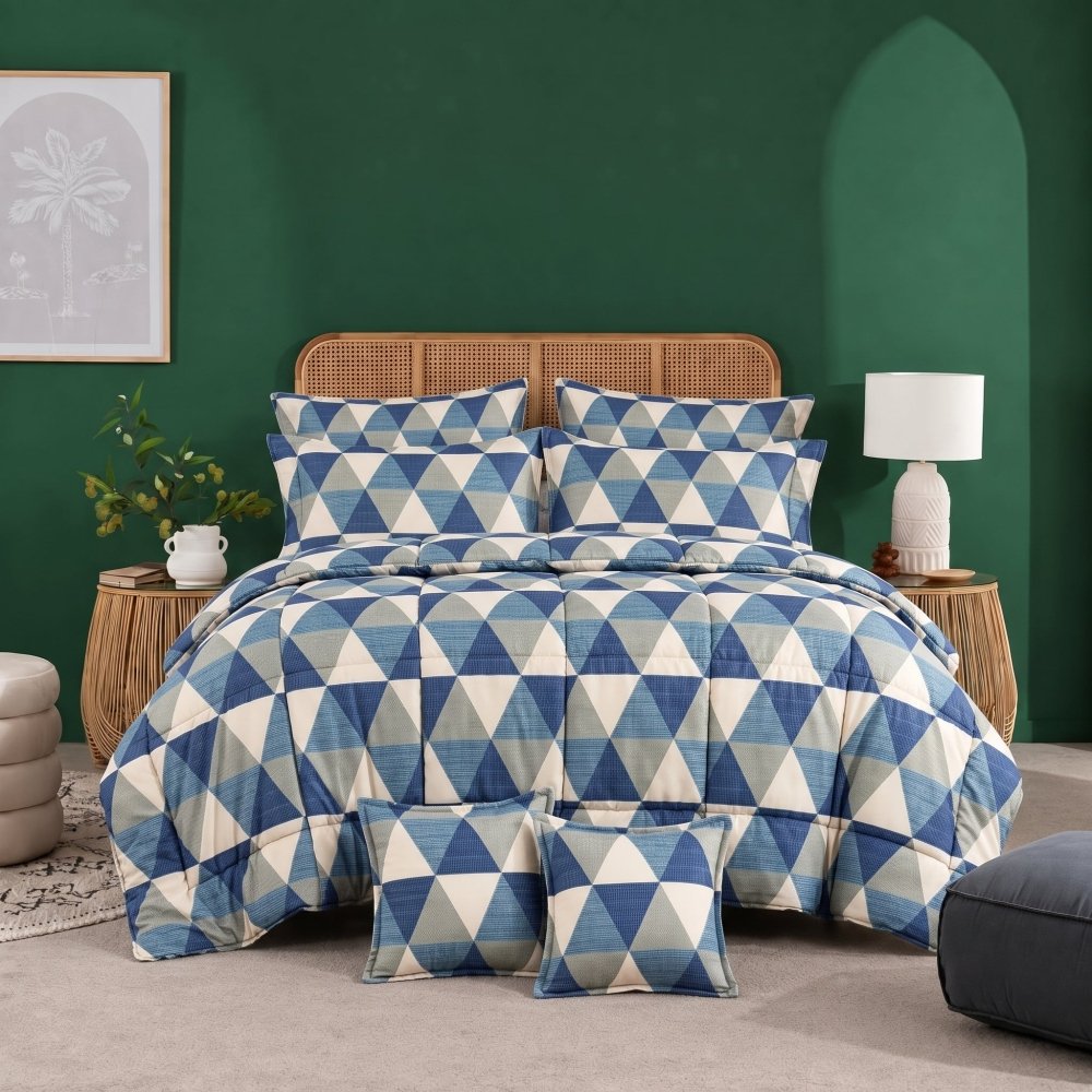 Blue Tukri - 8pcs Premium Comforter Set - Zaraish.com