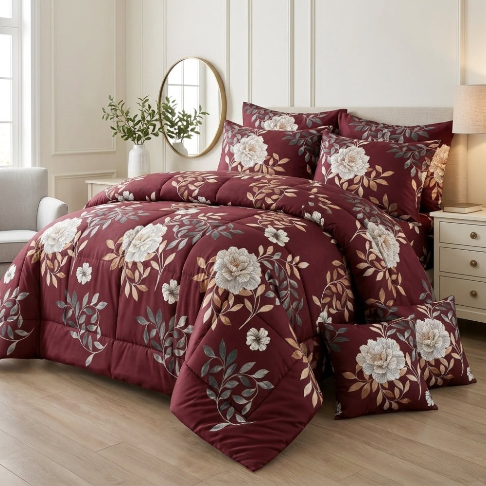 Burgundy Botanica - 8 pcs WINTER RAZAI Set (HEAVY FILLING) - Zaraish.com