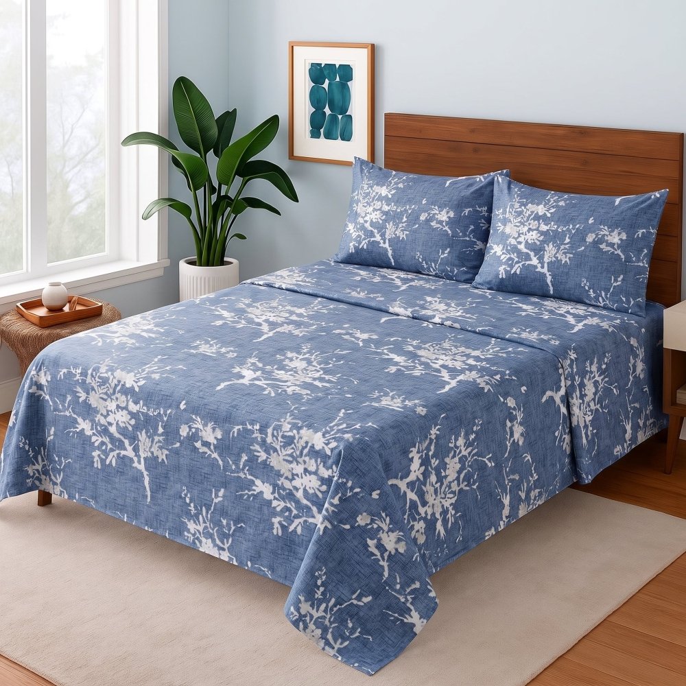 Frosty Blue Branches - Bedsheet Set - Zaraish.com