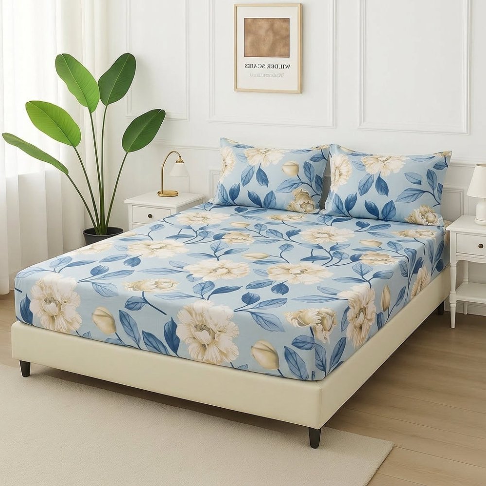 Frosty Peony - Fitted Bedsheet Set - Zaraish.com