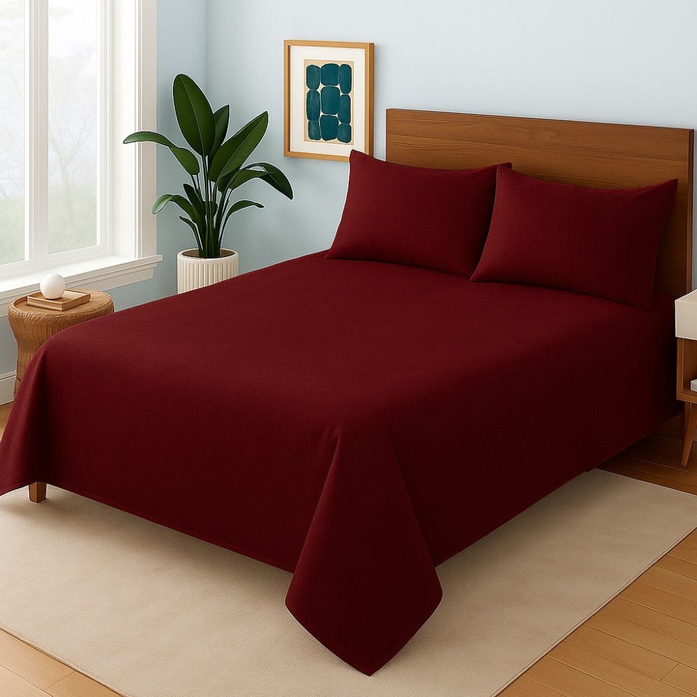 Maroon Plain - Bedsheet Set - Zaraish.com