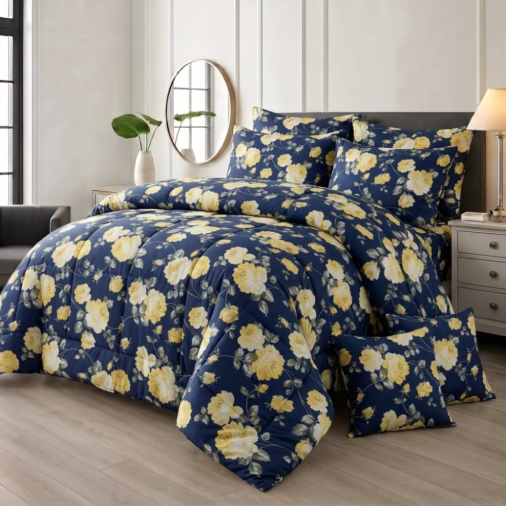 Midnight Marigold - 8 pcs WINTER RAZAI Set (HEAVY FILLING) - Zaraish.com
