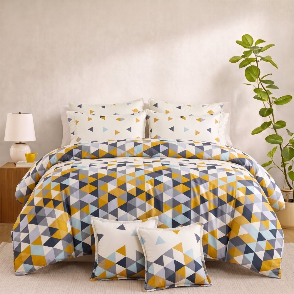 Nordic Geometric Cascade - 8pcs Quilt Cover Set (Without Filling) - Zaraish.com