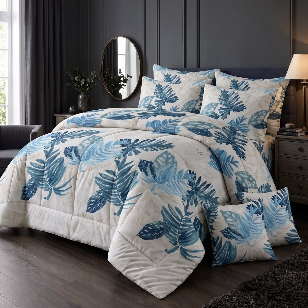 Sapphire Monstera Meadow -8 pcs WINTER RAZAI Set (HEAVY FILLING) - Zaraish.com