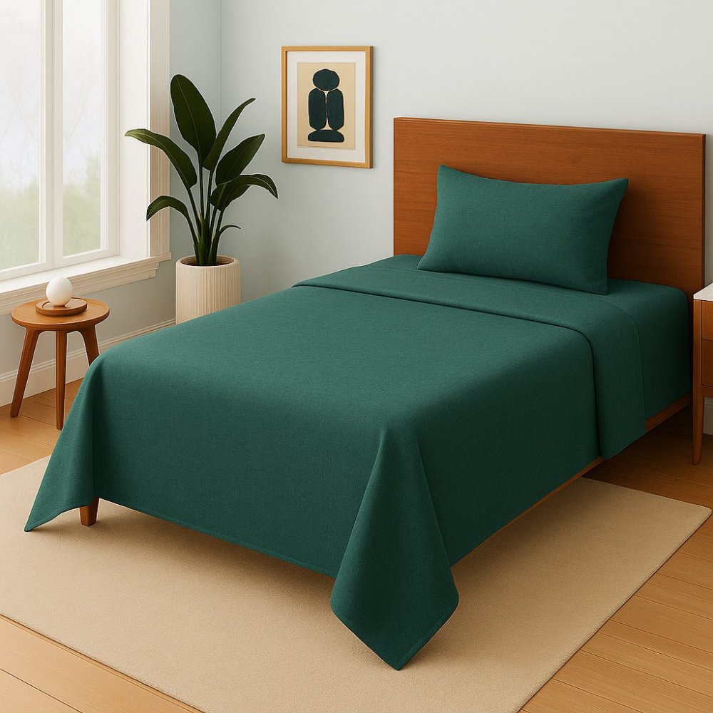 Sea Green Plain - Single Bedsheet Set - Zaraish.com