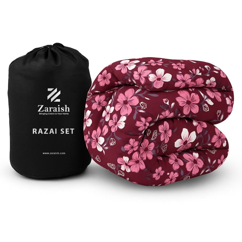 TULIP RED - WINTER RAZAI Set (HEAVY FILLING) - Zaraish.com