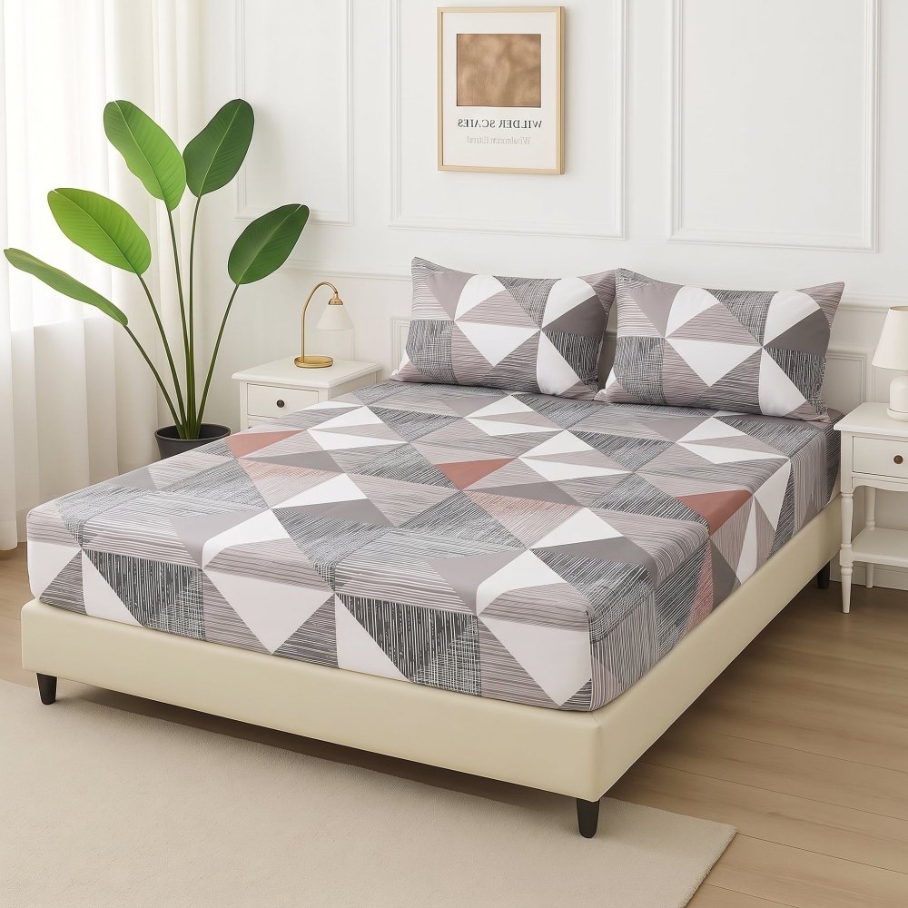 Urban Grey Geometric - Fitted Bedsheet Set - Zaraish.com