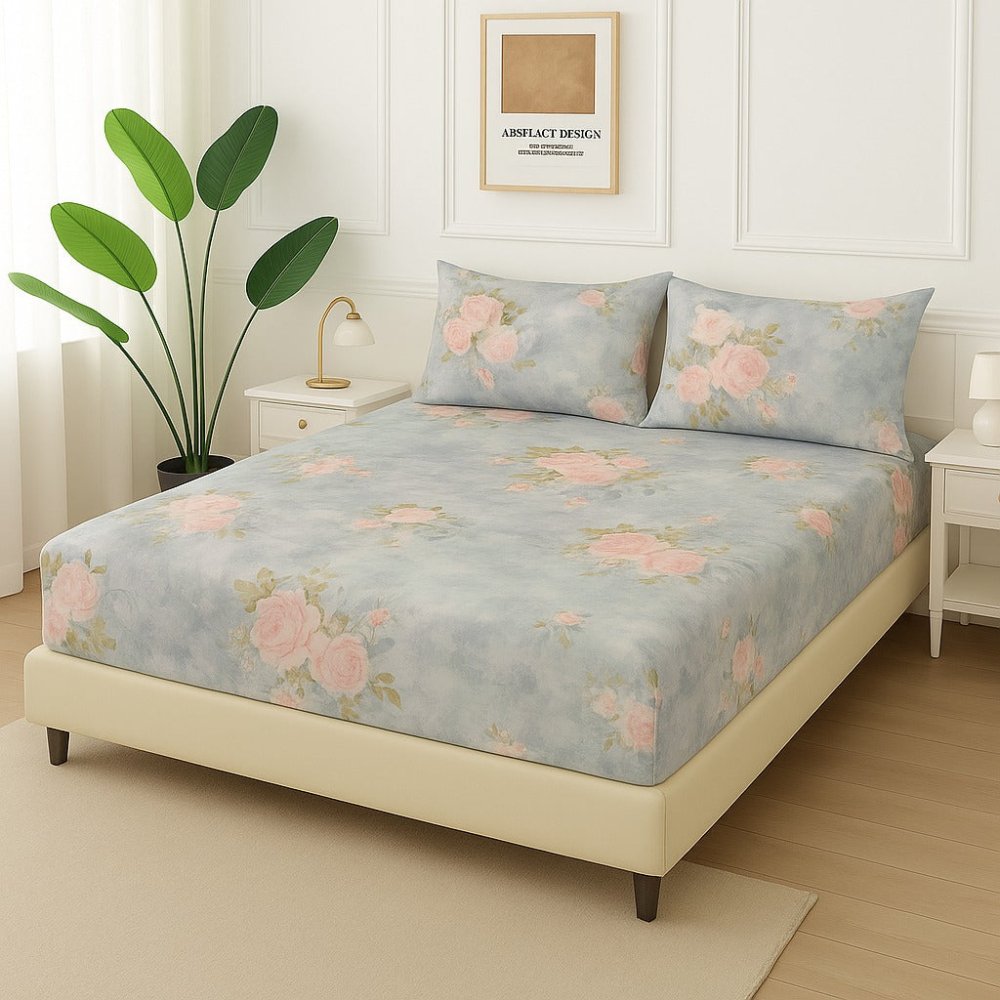 WHITE ROSE - Fitted Bedsheet Set - Zaraish.com