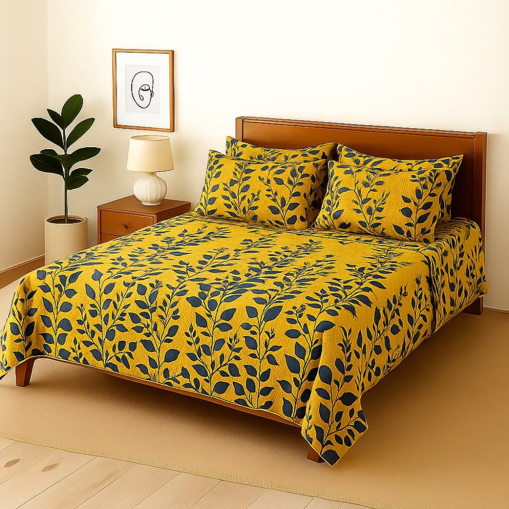 YELLOW TULIP - Bedsheet With 4 Pillow Covers - Zaraish.com
