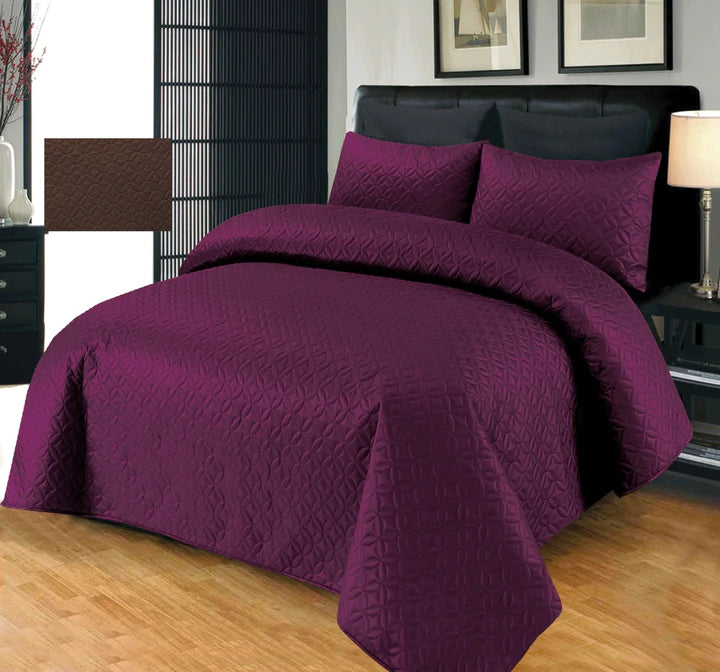 Dark Purple - 3 PCS Bedspread SET