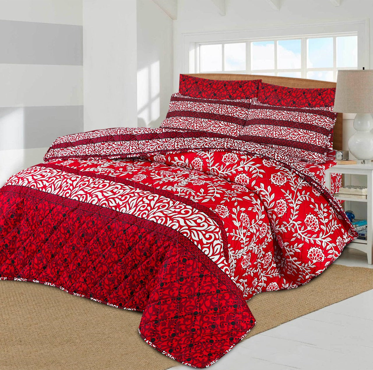 Reddish Patti -  6pcs Summer Comforter Set (Light Filling)