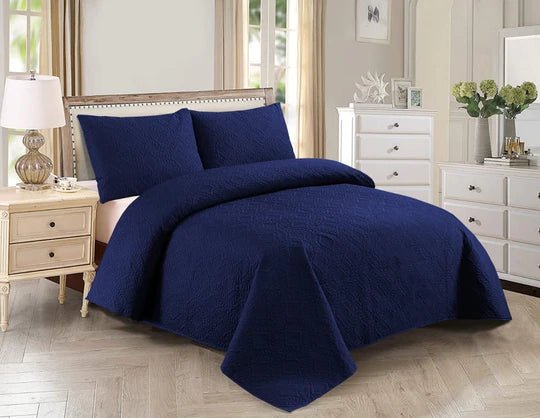 BEDSPREAD Set (Light Filling) - Dark Blue Plain - Zaraish.com